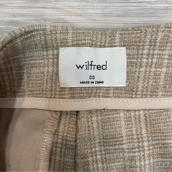 Wilfred High Waist Dress pants Plaid Beige Ankle Crop  Pant Wool Cashmere - Picture 3 of 10